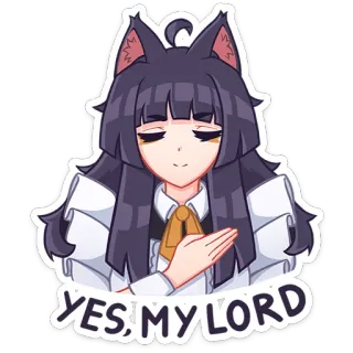 😑 YES! MY LORD อนิเมะ, สาวหูแมว, ค่ะ/ครับ, นายท่าน, เชื่อฟัง, ยอมจำนน, แฟนอาร์ต telegram sticker