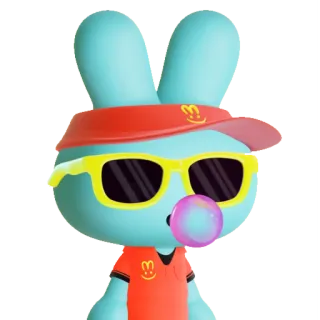 🔵 cartoon bunny, sunglasses, bubble gum, character, animal, cute whatsapp sticker