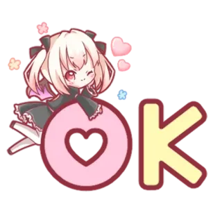 👌 OK โอเค, หัวใจ, คาวาอิ, น่ารัก, อนิเมะ, สติกเกอร์ telegram sticker