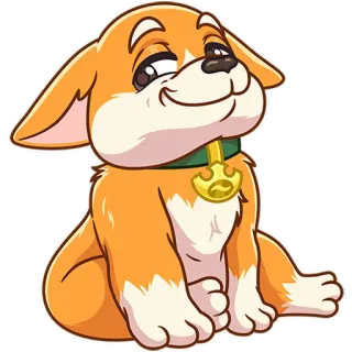 😌 dog, puppy, cute, animal, pet, cartoon, orange, collar telegram sticker