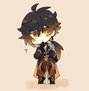 ❔ Zhongli Genshin Impact Чиби, Аниме, Видеоигра, Genshin Impact, Чжун Ли, Персонаж, Милый telegram sticker