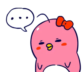 😑 cute, bird, pink, thinking, animal, cartoon whatsapp sticker