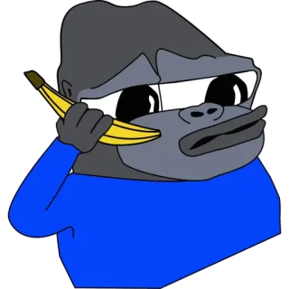 😟 gorila, banana, desenho animado, animal, engraçado, macaco, telefone telegram sticker