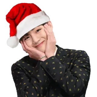 🤗 V V, BTS, K-Pop, Czapka Świętego Mikołaja, Boże Narodzenie, Uśmiechnięty, Słodki, Szczęśliwy telegram sticker