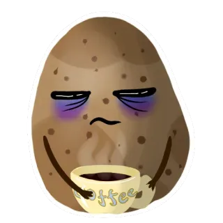 👌 coffee 土豆, 咖啡, 累, 困, 卡通, 食物, 饮料 telegram sticker
