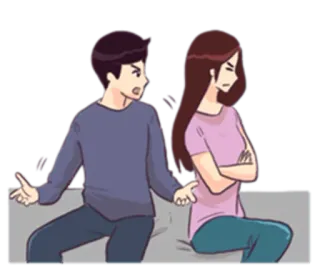 😡 спор, пара, отношения, разногласие, мультфильм, драка telegram sticker