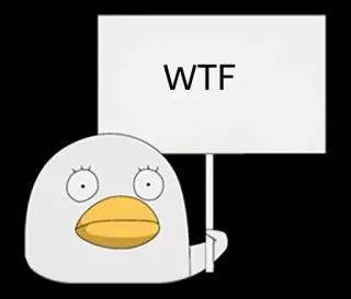 💀 WTF cartoon, bird, sign, questioning, shock telegram sticker