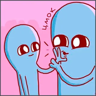 😙 чмок alien, cartoon, cute, kiss, illustration telegram sticker