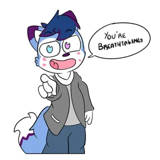 👍 YOU'RE Breathtaking furry, cute, animal, compliment, breathtaking, pointing, cartoon telegram sticker
