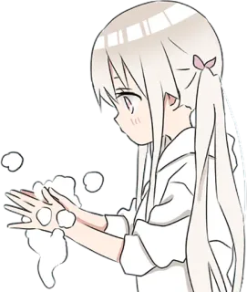 ✋ Anime, Gadis, Cuci tangan, Sabun, Bersih, Kebersihan telegram sticker