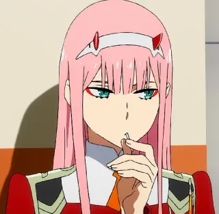 🤔 Zero Two Darling in the Franxx Anime, Zero Two, Darling in the Franxx, Pinke Haare, Anime Mädchen telegram sticker