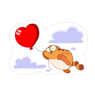 ❤ cat, balloon, heart, clouds, cute, animal telegram sticker