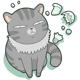 👿 gato, animal, adesivo, cinza, desenho animado, fofo, animal de estimação whatsapp sticker
