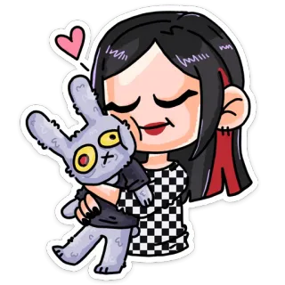 🤗 cartoon, girl, rabbit, cute, heart, sticker whatsapp sticker