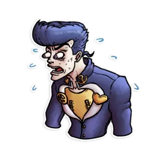 😱 Josuke Higashikata JoJo's Bizarre Adventure อนิเมะ, โจโจ้, โจสุเกะ, เหงื่อออก, ประหลาด, การผจญภัย whatsapp sticker