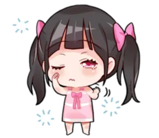 😩 Чиби, девочка, мило, аниме, розовый, мультфильм telegram sticker