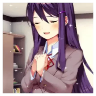 😇 Yuri Doki Doki Literature Club! Anime, Doki Doki Literature Club, Yuri, Charakter, Schuluniform, Süß telegram sticker