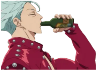 🍾 Ban Seven Deadly Sins อนิเมะ, ดื่ม, แอลกอฮอล์, เสื้อแจ็คเก็ตสีแดง, เป็นอมตะ, บาปจิ้งจอก telegram sticker