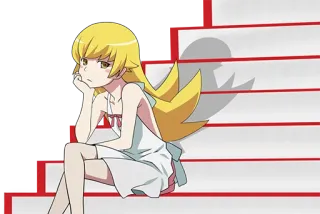 😕 Shinobu Oshino Monogatari Anime, Monogatari, Shinobu Oshino, Loira, Garota, Escada telegram sticker