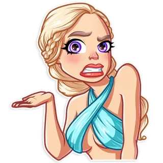 😬 Daenerys Targaryen Game of Thrones Dessin animé, Blonde, Femme, Série TV, Reine Dragon, Sticker telegram sticker