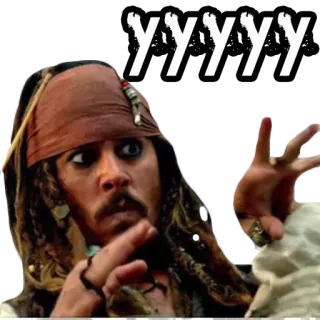 😨 Jack Sparrow Pirates of the Caribbean Y 해적, 선장, 영화, 코미디, 앵무새, 배우 whatsapp sticker