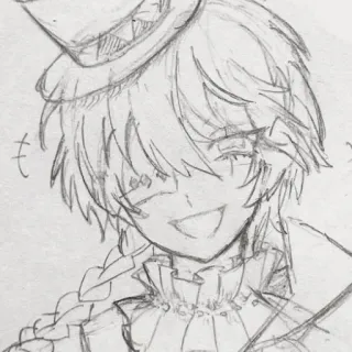 🙂 も sketch, anime, hat, smile, cartoon, drawing telegram sticker