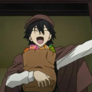 🍡 Ranpo Edogawa Bungo Stray Dogs anime, bungo stray dogs, ranpo edogawa, detective, happy, bag of candy telegram sticker