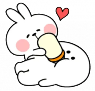 🍼 うさぎ, ミルク, 哺乳瓶, 可愛い, 愛, ハート, カワイイ telegram sticker