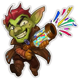 🎉 Goblin, Cartoon, Figur, Fantasy, Pistole, Farbenfroh, Aufkleber telegram sticker