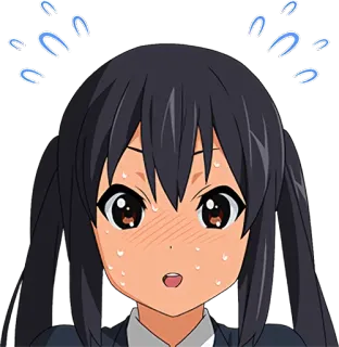 😳 Akiyama Mio K-On! anime, cute, nervous, sweat, confused telegram sticker