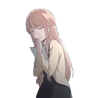 😄 Anime, Mulher, Sorriso, Desenho animado, Menina, Ilustração telegram sticker
