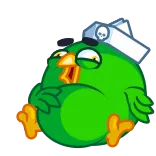 😩 pájaro, verde, dibujos animados, lindo, animal, personaje telegram sticker