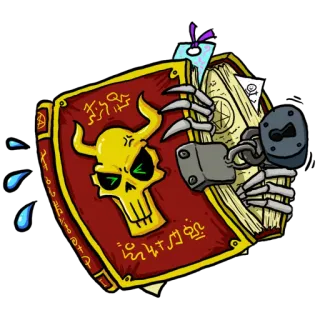 😣 libro, oculto, monstruo, cráneo, magia, demonio telegram sticker