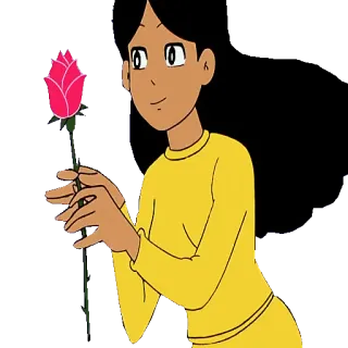 🌹 person, rose, flower, cartoon, yellow shirt whatsapp sticker