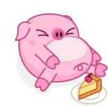 🤤 豚, ケーキ, デザート, ピンク, 食べ物, 動物 telegram sticker
