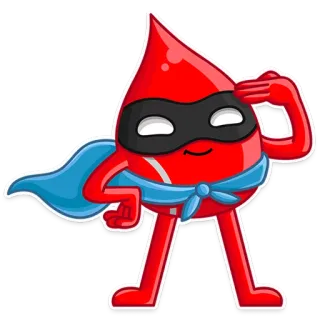 🤠 blood, blood donation, cartoon, superhero, mascot, health, donor telegram sticker