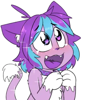 😍 แมว, การ์ตูน, สติกเกอร์, น่ารัก, สัตว์, สีม่วง telegram sticker