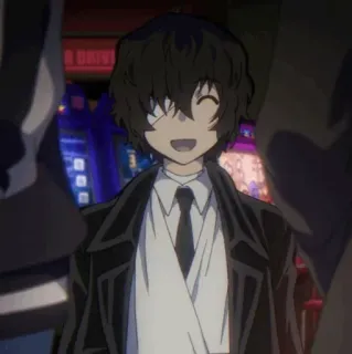 😄 Dazai Osamu Bungou Stray Dogs anime, charakter, dazai osamu, bungou stray dogs, lächeln telegram sticker