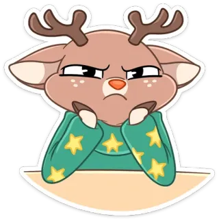 😠 กวางเรนเดียร์, กวาง, สัตว์, น่ารัก, สติกเกอร์, การ์ตูน telegram sticker