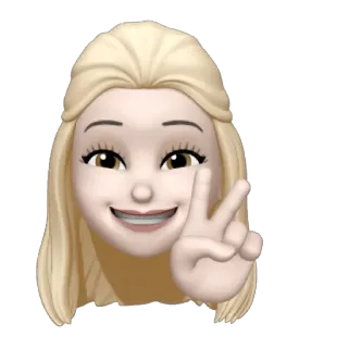 🚹 絵文字, Bitmoji, ピースサイン, アバター, ブロンドヘア, 漫画 whatsapp sticker