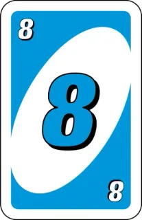 💙 uno, card, game, number, eight, blue whatsapp sticker
