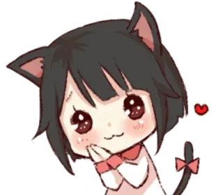 😘 девочка-кошка, аниме, сердце, милый, манга, мультфильм telegram sticker