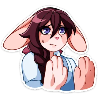 ⛔️ lapin, anime, mignon, femme, inquiet, stressé telegram sticker