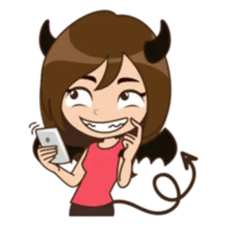 😈 cartoon, devil, character, horns, girl, cute telegram sticker