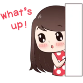 😶 what's up! 소녀, 만화, 인사, 귀여운 whatsapp sticker