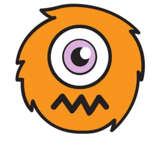 😖 monstruo, ojo, dibujo animado, naranja, tuerto, mono, esponjoso, personaje telegram sticker