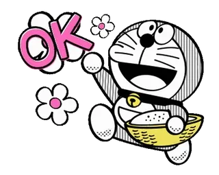 ◼️ Doraemon OK doraemon, ok, anime, schattig, kat, robot, cartoon telegram sticker