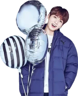 🎈 person, balloons, smile, jacket telegram sticker