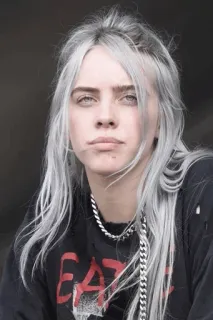 💚 Billie Eilish Billie Eilish, cantante, celebrità, musica pop, musicista, capelli grigi telegram sticker
