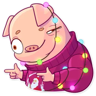 😉 babi, santa, natal, lampu, sweter telegram sticker